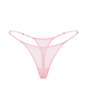 Pink mesh thong with adjustable straps, product shot — MY PINK PANTIES