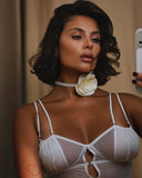 White mesh bodysuit close-up: cups and keyhole — MY WHITE COVER BODYSUIT
