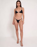 Model in black underwire bra and thong, front view — MY BRA